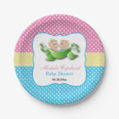 Twin Baby shower -Twee erwten in een pod Papieren Bordje (Voorkant)