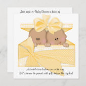 TWIN Baby shower Uitnodiging Afrikaans-Amerikaanse (Voorkant / Achterkant)