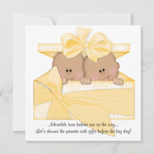 TWIN Baby shower Uitnodiging Afrikaans-Amerikaanse (Voorkant)