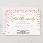 Twin Baby shower Uitnodiging Meisjes Roze en goud (Voorkant)