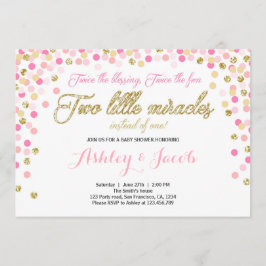 Twin Baby shower Uitnodiging Meisjes Roze en goud