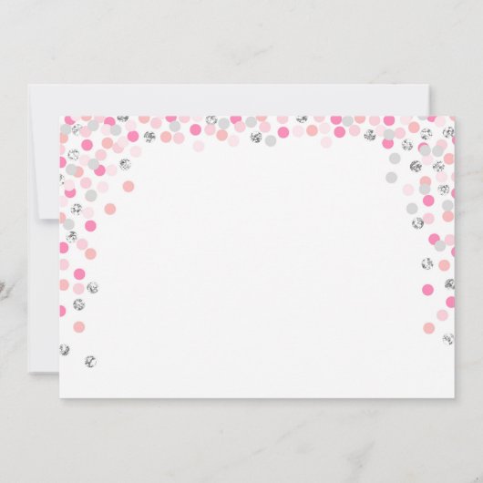 Twin Baby shower Uitnodiging Meisjes Roze en zilve (Achterkant)