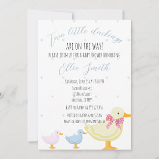 Twin Baby shower Uitnodiging, twee eendjes Kaart