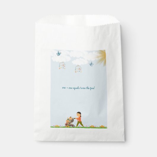 Twin Baby shower voorkeurstassen Bedankzakje (Voorkant)