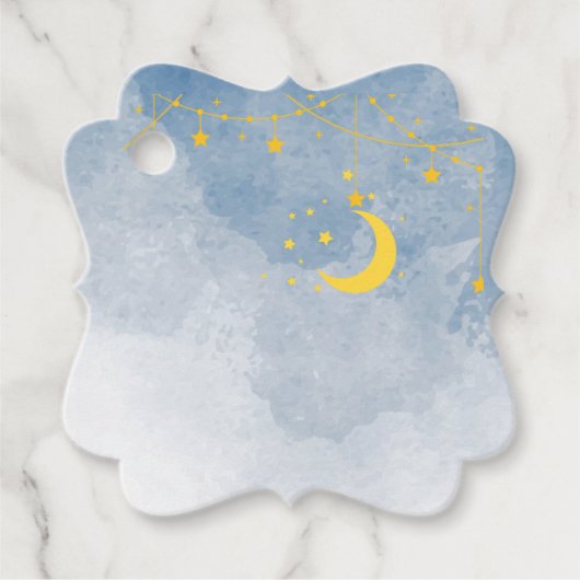 Twin Baby shower Zon, Maan, Sterren Bedankjes Labels (Voorkant)