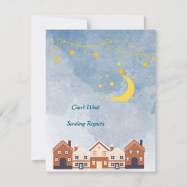 Twin Baby shower Zon, Maan, Sterren RSVP Kaartje