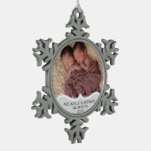 TWIN Baby's 1e Kerstmis FOTO Kerstbal Elegant Tin Sneeuwvlok Ornament (Links)