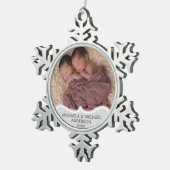 TWIN Baby's 1e Kerstmis FOTO Kerstbal Elegant Tin Sneeuwvlok Ornament (Rechts)