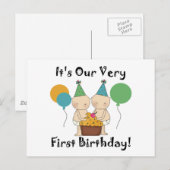 Twin baby's 1e verjaardag Tshirts en geschenken Briefkaart (Voorkant / Achterkant)