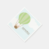 Twin baby's in groene heteluchtballon Baby shower Servet (Hoek)