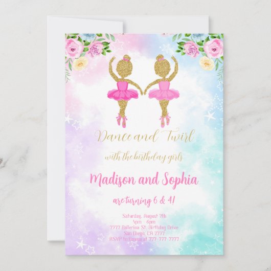 Twin Ballerina uitnodiging (Voorkant)