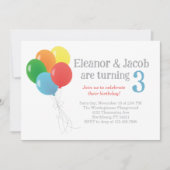 Twin Balloon Verjaardag uitnodiging voor Classic P (Voorkant)