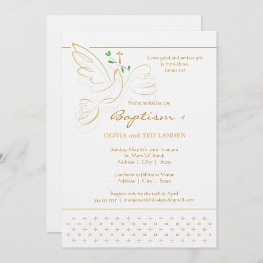 Twin Baptism | Christenuitnodiging Kaart (Voorkant / Achterkant)