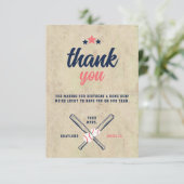 Twin Baseball Verjaardag Jongen Meisje Bedankkaart (Staand voorkant)