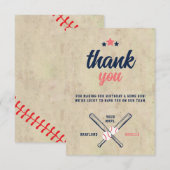 Twin Baseball Verjaardag Jongen Meisje Bedankkaart (Voorkant / Achterkant)