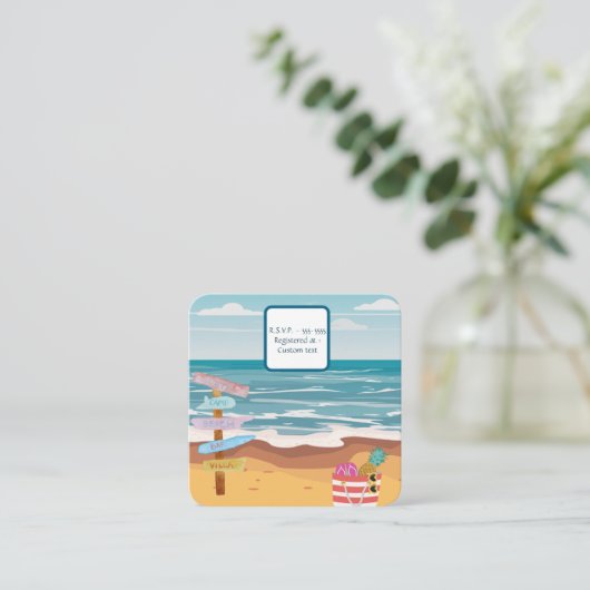 Twin Beach Baby shower Invitation Enclosure Kaart (Staand voorkant)