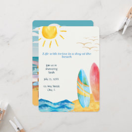 Twin Beach Baby shower uitnodiging