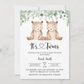 Twin Beren Baby Douche Uitnodigingen (Voorkant)
