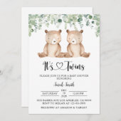 Twin Beren Baby Douche Uitnodigingen (Voorkant / Achterkant)