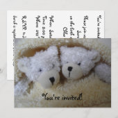 Twin beren baby shower-uitnodiging kaart (Voorkant / Achterkant)