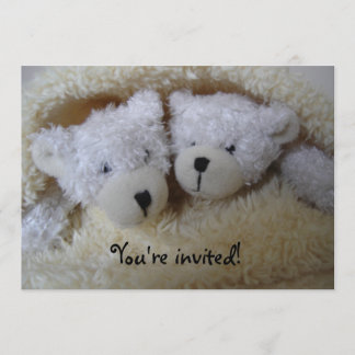 Twin beren baby shower-uitnodiging kaart