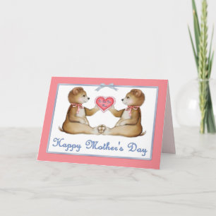Twin Beren - Meisjes op de Moederdag Kaart