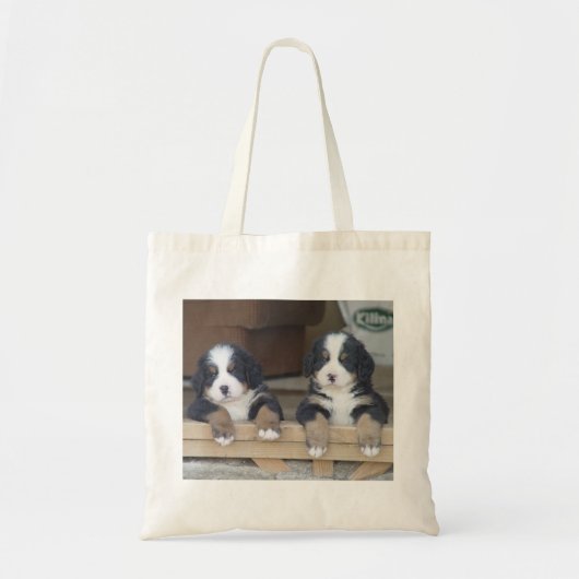 Twin Bernese Mountain Dog Puppies Tote Bag (Voorkant)