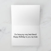 TWIN BIRTHDAY DANK U VOOR MIJN BESTE VRIEND TE ZIJ BEDANKKAART (Binnen)
