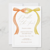 Twin Birthday Invitation Double the Fun Watercolor Kaart (Voorkant)