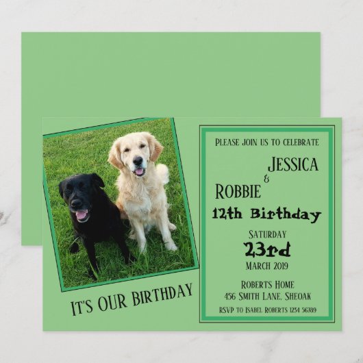 Twin Birthday Labrador Dog Kaart (Voorkant / Achterkant)