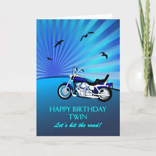 Twin Birthday Motorbike Kaart (Voorkant)