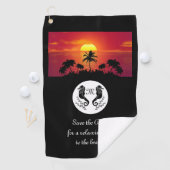 Twin Black Seahorse Silhouette Monogram Foto Golfhanddoek (Insitu)