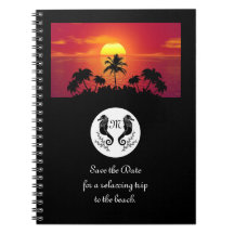 Twin Black Seahorse Silhouette Monogram Foto