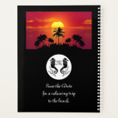 Twin Black Seahorse Silhouette Monogram Foto Planner (Achterkant)