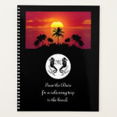 Twin Black Seahorse Silhouette Monogram Foto Planner (Voorkant)