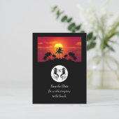 Twin Black Seahorse Silhouette Monogram Foto Uitnodiging Briefkaart (Staand voorkant)