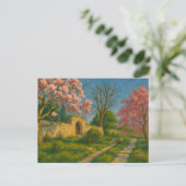 Twin Blossoms – Tranquil Garden Path Painting Briefkaart (Staand voorkant)