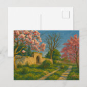 Twin Blossoms – Tranquil Garden Path Painting Briefkaart (Voorkant / Achterkant)