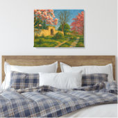 Twin Blossoms – Tranquil Garden Path Painting Canvas Afdruk (Insitu (Slaapkamer))