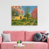 Twin Blossoms – Tranquil Garden Path Painting Canvas Afdruk (Insitu (Woonkamer))