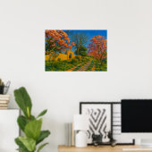 Twin Blossoms – Tranquil Garden Path Painting Poster (Thuiskantoor)