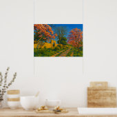 Twin Blossoms – Tranquil Garden Path Painting Poster (Keuken)