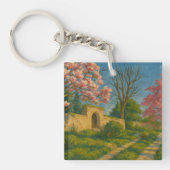 Twin Blossoms – Tranquil Garden Path Painting Sleutelhanger (voorkant)
