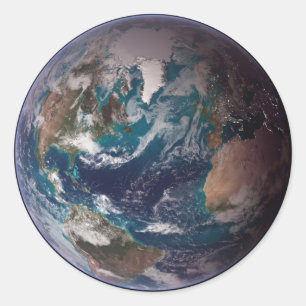 Twin Blue Marbles - West - Planet Earth NASA Afbee Ronde Sticker