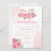Twin Blush Roze en Gouden Herfst Pompoen Baby show Kaart (Voorkant)