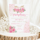 Twin Blush Roze en Gouden Herfst Pompoen Baby show Kaart