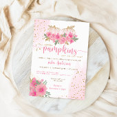 Twin Blush Roze en Gouden Herfst Pompoen Baby show Kaart