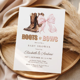 TWIN Boots & Bows Baby Shower Invitation Kaart