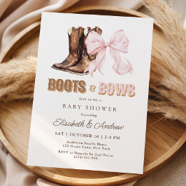 TWIN Boots & Bows Baby Shower Invitation Kaart