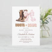 TWIN Boots & Bows Baby Shower Invitation Kaart (Staand voorkant)